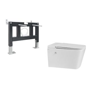 Комплект ABBER подвесной унитаз Rechteck AC1202P белый с импульсным смывом с инсталляцией AC0101P