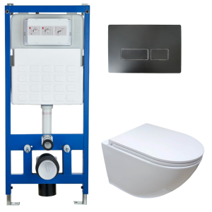 Комплект Cerutti SPA инсталляция CR555 подвесной безободковый унитаз Sella Aria CT7183 кнопка смыва CR02BK