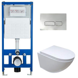 Комплект Cerutti SPA инсталляция CR555 подвесной безободковый унитаз Sella Aria CT7183 кнопка смыва CR02CH
