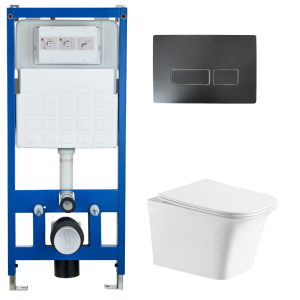 Комплект Cerutti SPA инсталляция CR555 подвесной безободковый унитаз Arno Aria CT7839 кнопка смыва CR02BK
