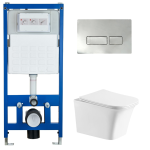 Комплект Cerutti SPA инсталляция CR555 подвесной безободковый унитаз Arno Aria CT7839 кнопка смыва CR02CH