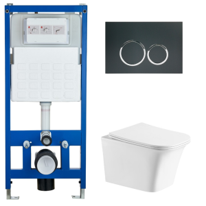 Комплект Cerutti SPA инсталляция CR555 подвесной безободковый унитаз Arno Aria CT7839 кнопка смыва CR05BK