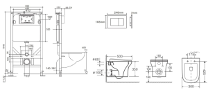 Комплект Cerutti SPA инсталляция CR555 подвесной безободковый унитаз Ami Aria CT8780 кнопка смыва CR02BK