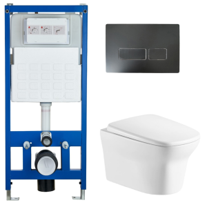 Комплект Cerutti SPA инсталляция CR555 подвесной безободковый унитаз Ami Aria CT8780 кнопка смыва CR02BK
