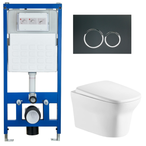 Комплект Cerutti SPA инсталляция CR555 подвесной безободковый унитаз Ami Aria CT8780 кнопка смыва CR05BK