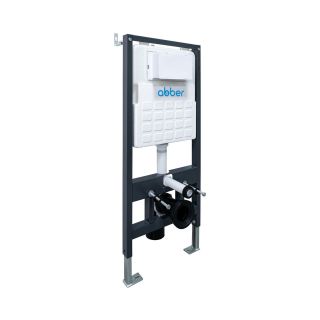Комплект ABBER AC1100-AC0105-AC0120MB подвесной унитаз Bequem AC1100 белый с инсталляцией AC0105 и кнопкой AC0120MB черная матовая