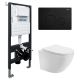 Комплект ABBER AC1100-AC0105-AC0121MB подвесной унитаз Bequem AC1100 белый с инсталляцией AC0105 и кнопкой AC0121MB черная матовая