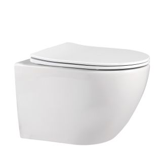 Комплект ABBER AC1100-AC0105-AC0121MB подвесной унитаз Bequem AC1100 белый с инсталляцией AC0105 и кнопкой AC0121MB черная матовая