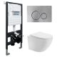 Комплект ABBER AC1100-AC0105-AC0121MCH подвесной унитаз Bequem AC1100 белый с инсталляцией AC0105 и кнопкой AC0121MCH матовый хром