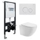 Комплект ABBER AC1100-AC0105-AC0121MW подвесной унитаз Bequem AC1100 белый с инсталляцией AC0105 и кнопкой AC0121MW белая матовая