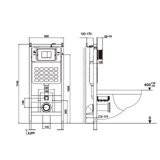 Комплект ABBER AC1100-AC0105-AC0121MW подвесной унитаз Bequem AC1100 белый с инсталляцией AC0105 и кнопкой AC0121MW белая матовая