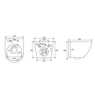 Комплект ABBER AC1100-AC0105-AC0121NG подвесной унитаз Bequem AC1100 белый с инсталляцией AC0105 и кнопкой AC0121NG оружейная сталь