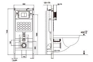 Комплект подвесной унитаз ABBER Bequem AC1100T белый с инсталляцией AC0105 и кнопкой AC0120NG никель
