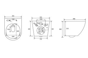 Комплект подвесной унитаз ABBER Bequem AC1100T белый с инсталляцией AC0105 и кнопкой AC0120NG никель