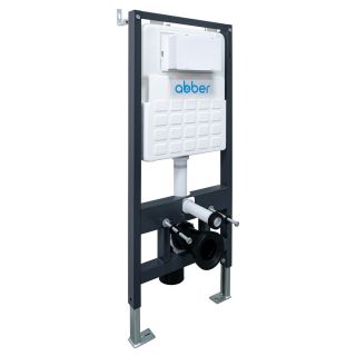 Комплект ABBER AC1100T-AC0105-AC0121NG подвесной унитаз Bequem AC1100T белый с инсталляцией AC0105 и кнопкой AC0121NG оружейная сталь
