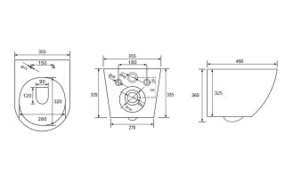 Комплект ABBER AC1100T-AC0105-AC0121NG подвесной унитаз Bequem AC1100T белый с инсталляцией AC0105 и кнопкой AC0121NG оружейная сталь