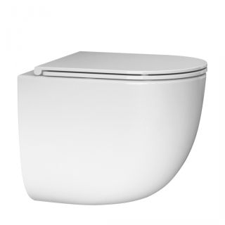 Комплект ABBER AC1132TC-AC0105-AC0120NG подвесной унитаз Bequem AC1132TC белый, с закрытым дном с инсталляцией AC0105 и кнопкой AC0120NG оружейная сталь