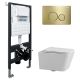 Комплект ABBER AC1201-AC0105-AC0121MMG подвесной унитаз Rechteck AC1201 белый с инсталляцией AC0105 и кнопкой AC0121MMG золото матовое