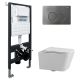Комплект ABBER AC1201-AC0105-AC0121NG подвесной унитаз Rechteck AC1201 белый с инсталляцией AC0105 и кнопкой AC0121NG оружейная сталь