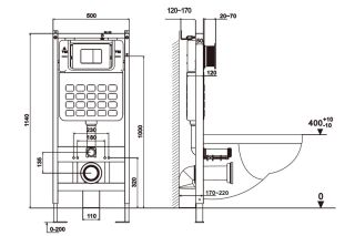 Комплект ABBER AC1201-AC0105-AC0121NG подвесной унитаз Rechteck AC1201 белый с инсталляцией AC0105 и кнопкой AC0121NG оружейная сталь