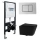 Комплект подвесной унитаз ABBER Rechteck AC1201MB черный матовый с инсталляцией AC0105 и кнопкой AC0120 хром