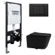 Комплект подвесной унитаз ABBER Rechteck AC1201MB черный матовый с инсталляцией AC0105 и кнопкой AC0120MB черный матовый