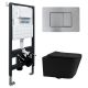 Комплект подвесной унитаз ABBER Rechteck AC1201MB черный матовый с инсталляцией AC0105 и кнопкой AC0120MCH матовый хром