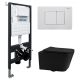 Комплект подвесной унитаз ABBER Rechteck AC1201MB черный матовый с инсталляцией AC0105 и кнопкой AC0120MW белая матовая