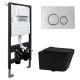 Комплект подвесной унитаз ABBER Rechteck AC1201MB черный матовый с инсталляцией AC0105 и кнопкой AC0121 хром