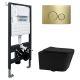 Комплект ABBER AC1201MB-AC0105-AC0121MMG подвесной унитаз Rechteck AC1201MB черный матовый с инсталляцией AC0105 и кнопкой AC0121MMG золото матовое