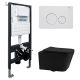 Комплект подвесной унитаз ABBER Rechteck AC1201MB черный матовый с инсталляцией AC0105 и кнопкой AC0121MW белая матовая