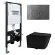 Комплект ABBER AC1201MB-AC0105-AC0121NG подвесной унитаз Rechteck AC1201MB черный матовый с инсталляцией AC0105 и кнопкой AC0121NG оружейная сталь