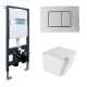 Комплект подвесной унитаз ABBER Rechteck AC1219TC белый, с закрытым дном с инсталляцией AC0105 и кнопкой AC0120 хром глянцевый