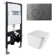 Комплект ABBER AC1219TC-AC0105-AC0121NG подвесной унитаз Rechteck AC1219TC белый, с закрытым дном с инсталляцией AC0105 и кнопкой AC0121NG оружейная сталь