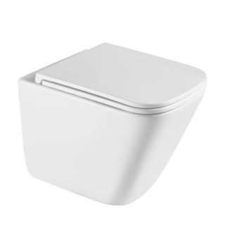 Комплект ABBER AC1219TC-AC0105-AC0121NG подвесной унитаз Rechteck AC1219TC белый, с закрытым дном с инсталляцией AC0105 и кнопкой AC0121NG оружейная сталь