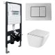Комплект подвесной унитаз ABBER Rechteck AC1220TC белый, с закрытым дном с инсталляцией AC0105 и кнопкой AC0120 хром глянцевый