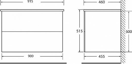 Тумба под раковину BelBagno подвесная 90x50см Rovere Moro ETNA-900-2C-SO-RW-P