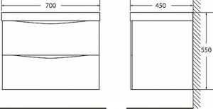 Тумба под раковину BelBagno подвесная 70x55см Rovere Nature MARINO-700-2C-SO-RN-P