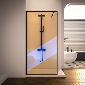 Душевая перегородка Veconi Korato KR-81BС, 900x2000, черный матовый,хамелеон