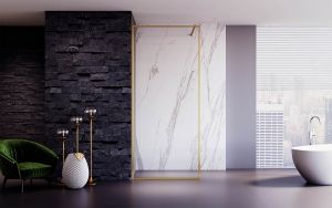 Душевая перегородка Veconi Korato KR-81G, 1200x2000, брашированное золото, стекло прозрачное