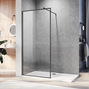 Душевая перегородка Veconi Korato KR-81GR, 900x2000, брашированный графит, прозрачное стекло