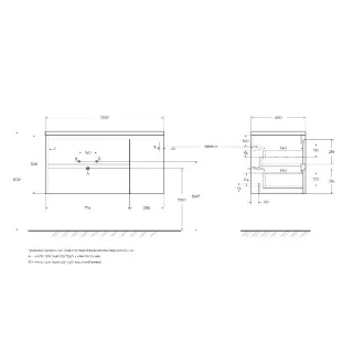 База под раковину BelBagno подвесная с двумя выкатн ящиками одной распашн.дверц. правосторонн.RovereNebrascaNature,1000x460x500,KRAFT-1000-2C-1A-SO-RNN-R дуб натуральный