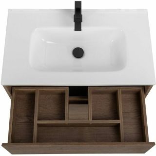 База под раковину  BelBagno напольная с фрезерованными ручками по всей длине фасада с двумя выкатными ящиками, Rovere Tabacco, 1000x460x840, KRAFT-1000-2C табачный дуб