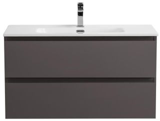 База под раковину BelBagno подвесная с фрезерованными ручк. по всей длине фасада с двумя выкатн. ящ., ,1000x455x500,KRAFT-1000-2C-SO-GSO темно-серый матовый