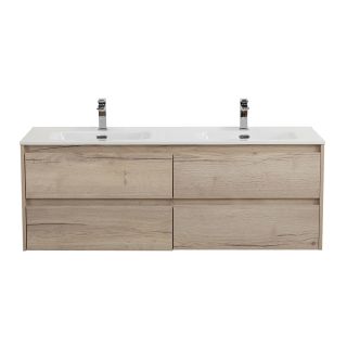 База под раковину BelBagno подвесная с четырьмя выкатными ящиками для раковины с двумя чашами, Rovere Galifax Bianco, 1200x460x500,KRAFT-1200-4C-SO-2-RGB дуб светлый