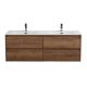 База под раковину BelBagno подвесная с четырьмя выкатными ящиками для раковины с двумя чашами, Rovere Tabacco, 1200x460x500, KRAFT-1200-4C-SO-2-RT табачный дуб