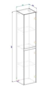 Шкаф-пенал подвесной BelBagno с двумя распашными дверцами с доводчиками, с двумя полками, правосторонний, Bianco Opaco, 330x300x1600, KRAFT-1600-2A-SC-BO-R белый матовый