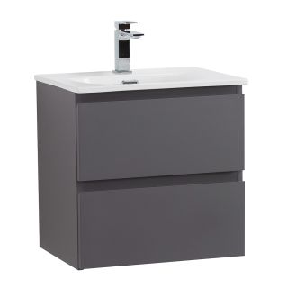 База под раковину BelBagno подвесная с фрезерованными ручк. по всей дл. фасада с 2 выкатн. ящ., 500x395x500,39-500/390-2C-SO-GSO темно-серый матовый