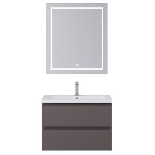 База под раковину BelBagno подвесная с фрезерованными ручками по всей длине фасада с двумя выкатн. ящ. 750x455x500,KRAFT-750-2C-SO-GSO темно-серый матовый