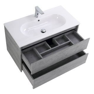 База под раковину BelBagno подвесная с двумя выкатными ящиками, Cemento Grigio, 800x460x500, KRAFT-800-2C-SO-CG цемент серый